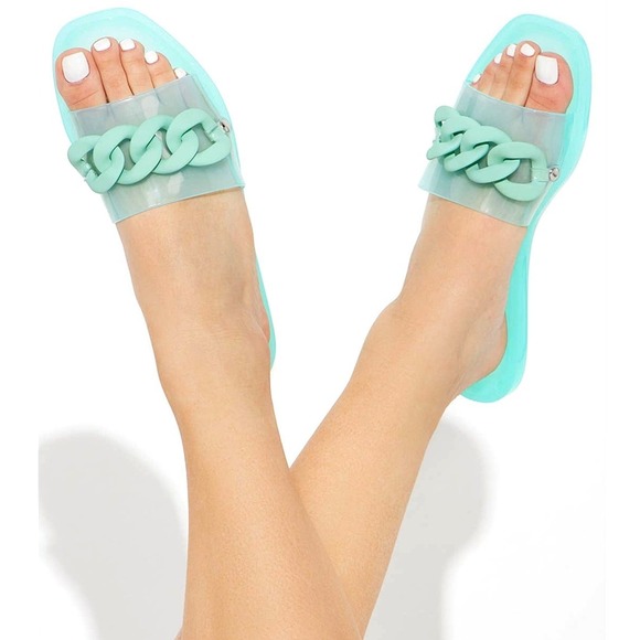 3x Pairs 6 Fashion Nova Blue‎ Mint Green Pink Jelly Cuban Matte Slide Sandals - Picture 5 of 8